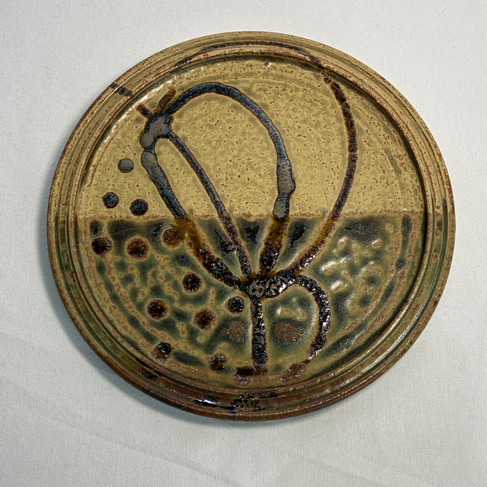 Vtg Studio Art Pottery Plate Handmade Stoneware Earth Tone Abstract Rustic Boho‎